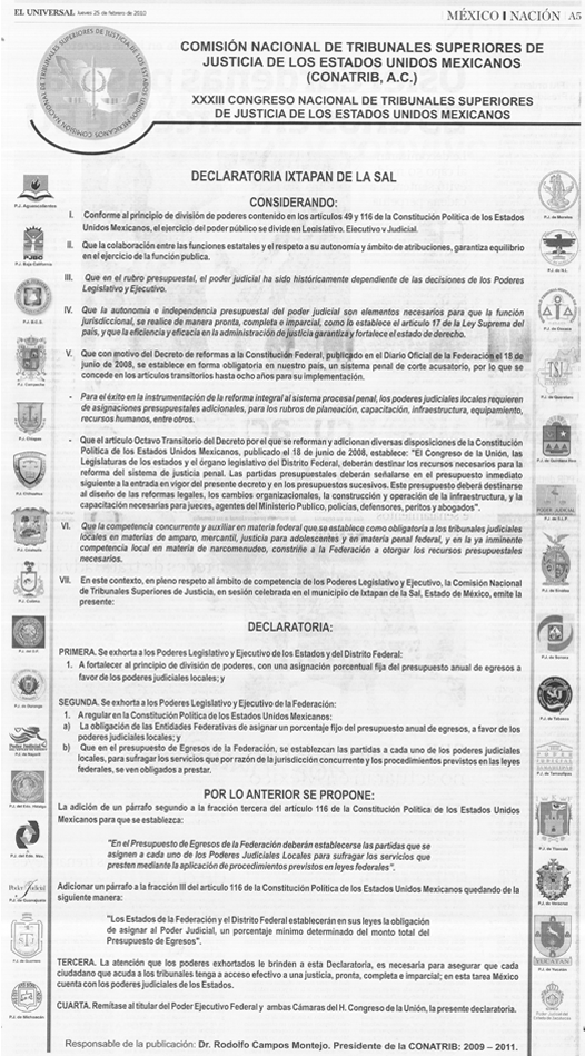 Pugnan Tribunales de Justicia del País por un porcentaje fijo del presupuesto anual