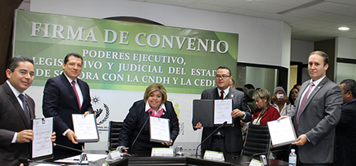 Firman Convenio de Colaboración en Materia de Derechos Humanos los tres Poderes de Gobierno con la CNDH y la CEDH